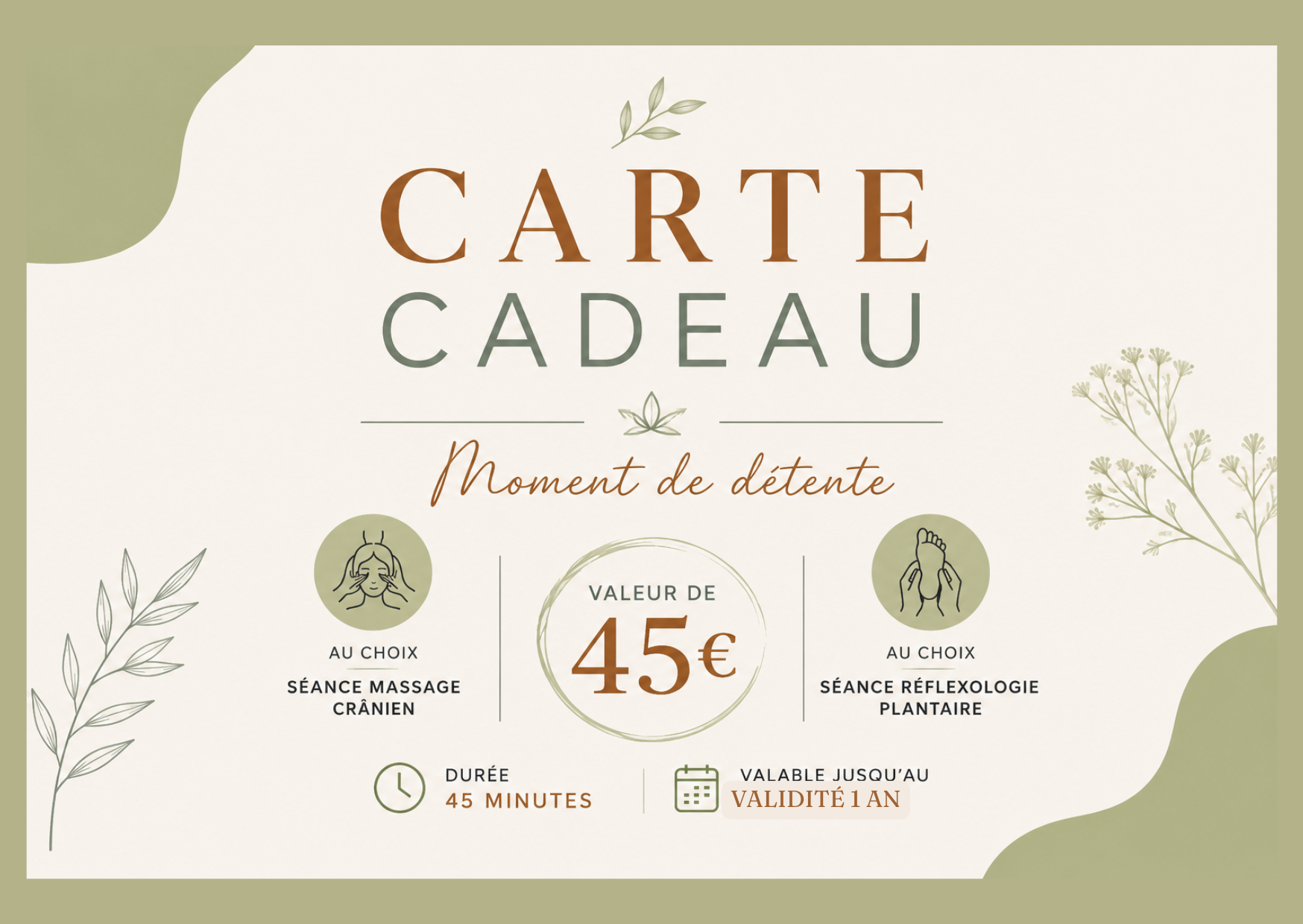 carte-cadeau pour un massage
